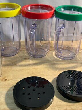 Original Magic Bullet Blender Replacements 12oz Mugs, Rings, 2 Lids 4 colors